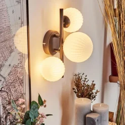 hofstein Applique murale - Verre 10 cm, 12 cm Chehalis Blanc, 3 lumières