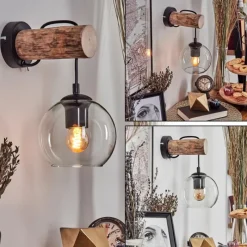 hofstein Applique murale - Verre 15 cm Koyoto Écru, Noir, 1 lumière