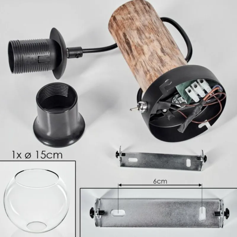 hofstein Applique murale - Verre 15 cm Koyoto Écru, Noir, 1 lumière