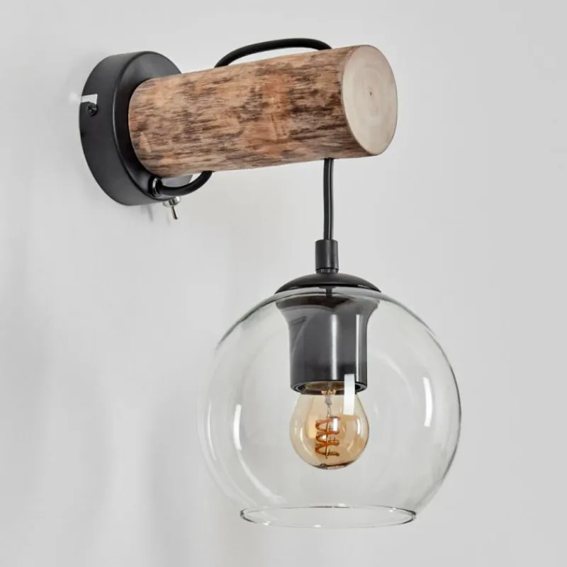 hofstein Applique murale - Verre 15 cm Koyoto Écru, Noir, 1 lumière