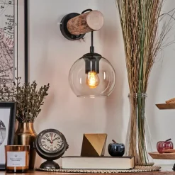 hofstein Applique murale - Verre 15 cm Koyoto Écru, Noir, 1 lumière