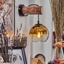 Lampes Dorées-hofstein Applique murale - Verre 15 cm Koyoto Écru, Noir, 1 lumière