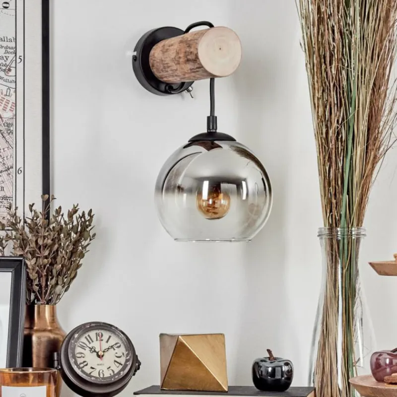 hofstein Applique murale - Verre 15 cm Koyoto Écru, Noir, 1 lumière