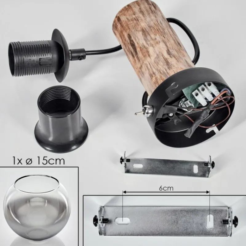 hofstein Applique murale - Verre 15 cm Koyoto Écru, Noir, 1 lumière