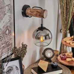 hofstein Applique murale - Verre 15 cm Koyoto Écru, Noir, 1 lumière