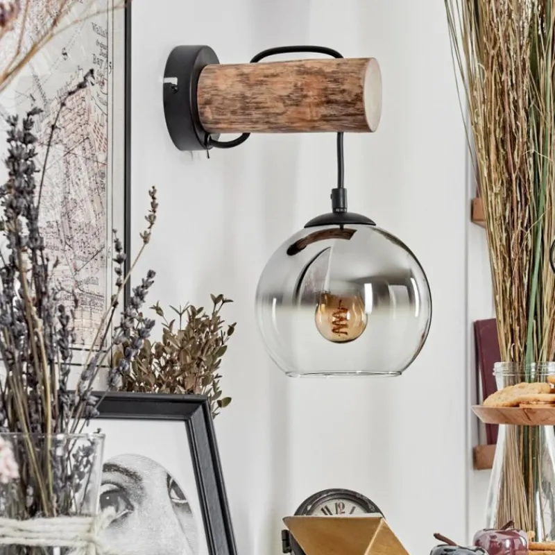 hofstein Applique murale - Verre 15 cm Koyoto Écru, Noir, 1 lumière