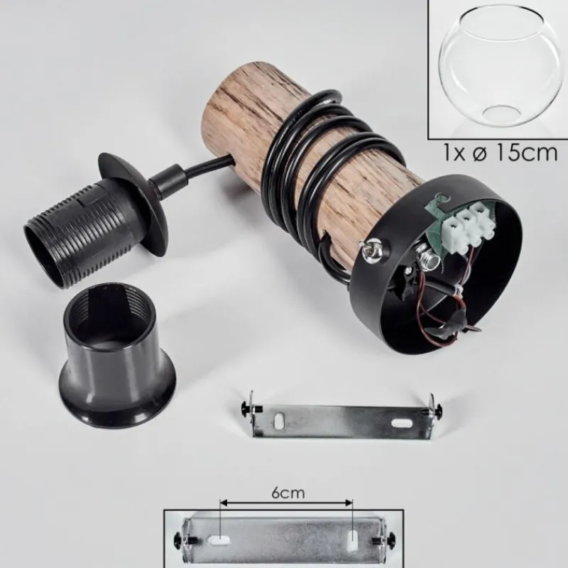 hofstein Applique murale - Verre 15 cm Koyoto Écru, Noir, 1 lumière