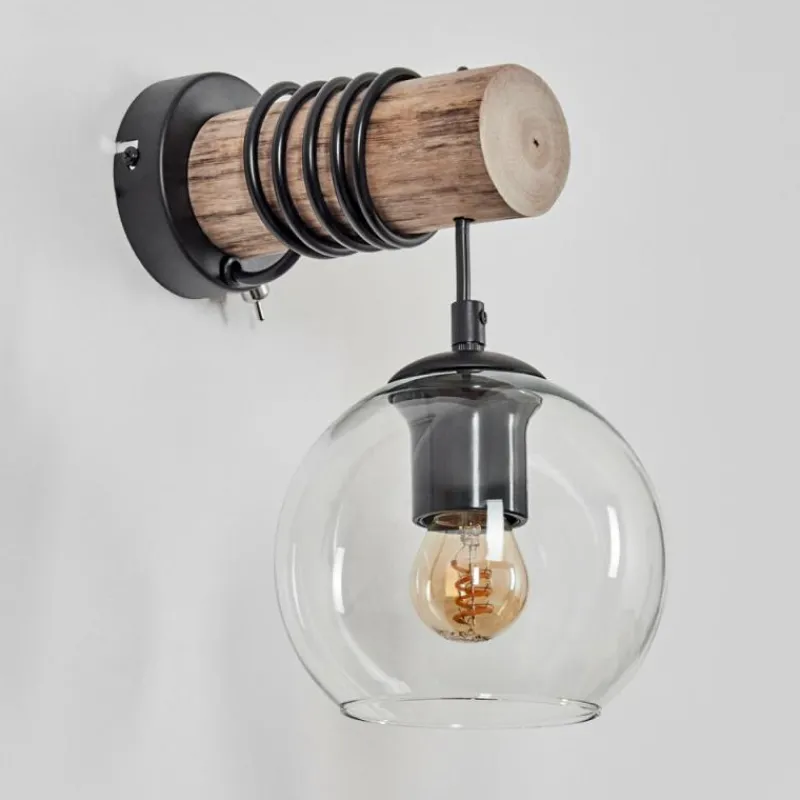 hofstein Applique murale - Verre 15 cm Koyoto Écru, Noir, 1 lumière