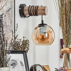 hofstein Applique murale - Verre 15 cm Koyoto Écru, Noir, 1 lumière