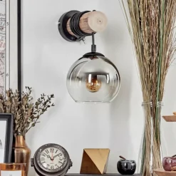 hofstein Applique murale - Verre 15 cm Koyoto Écru, Noir, 1 lumière