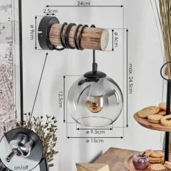 hofstein Applique murale - Verre 15 cm Koyoto Écru, Noir, 1 lumière