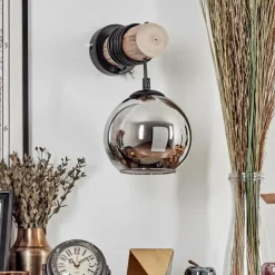 hofstein Applique murale - Verre 15 cm Koyoto Écru, Noir, 1 lumière