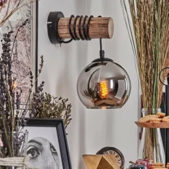 hofstein Applique murale - Verre 15 cm Koyoto Écru, Noir, 1 lumière