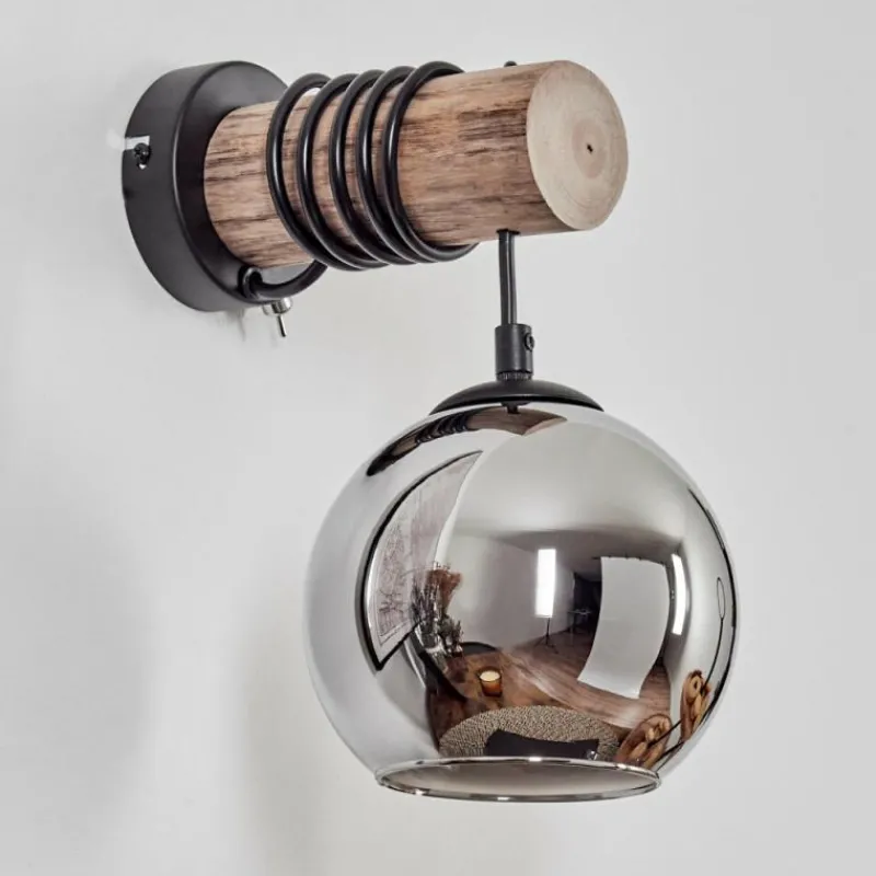 hofstein Applique murale - Verre 15 cm Koyoto Écru, Noir, 1 lumière