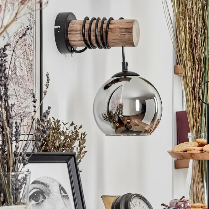 hofstein Applique murale - Verre 15 cm Koyoto Écru, Noir, 1 lumière