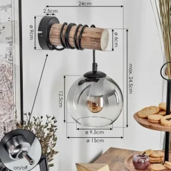 hofstein Applique murale - Verre 15 cm Koyoto Écru, Noir, 1 lumière