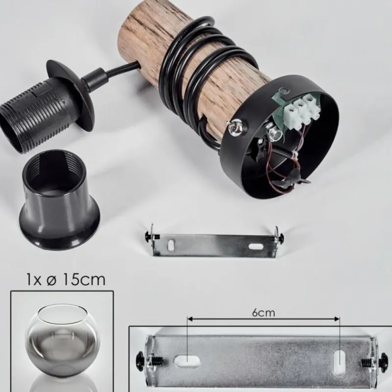 hofstein Applique murale - Verre 15 cm Koyoto Écru, Noir, 1 lumière