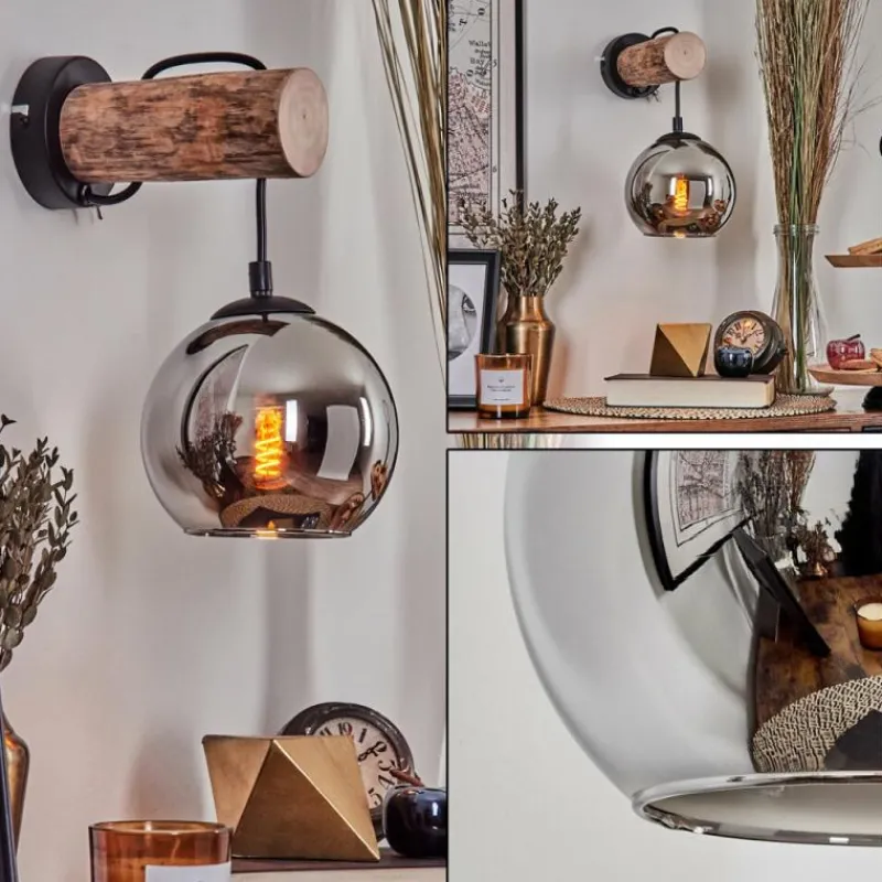 hofstein Applique murale - Verre 15 cm Koyoto Écru, Noir, 1 lumière