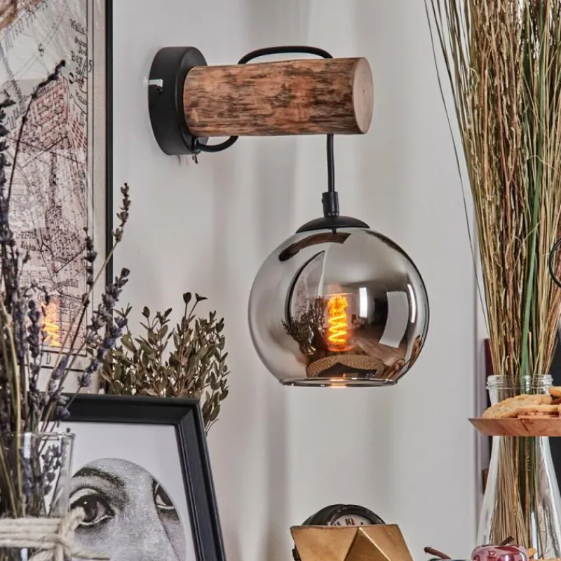 hofstein Applique murale - Verre 15 cm Koyoto Écru, Noir, 1 lumière