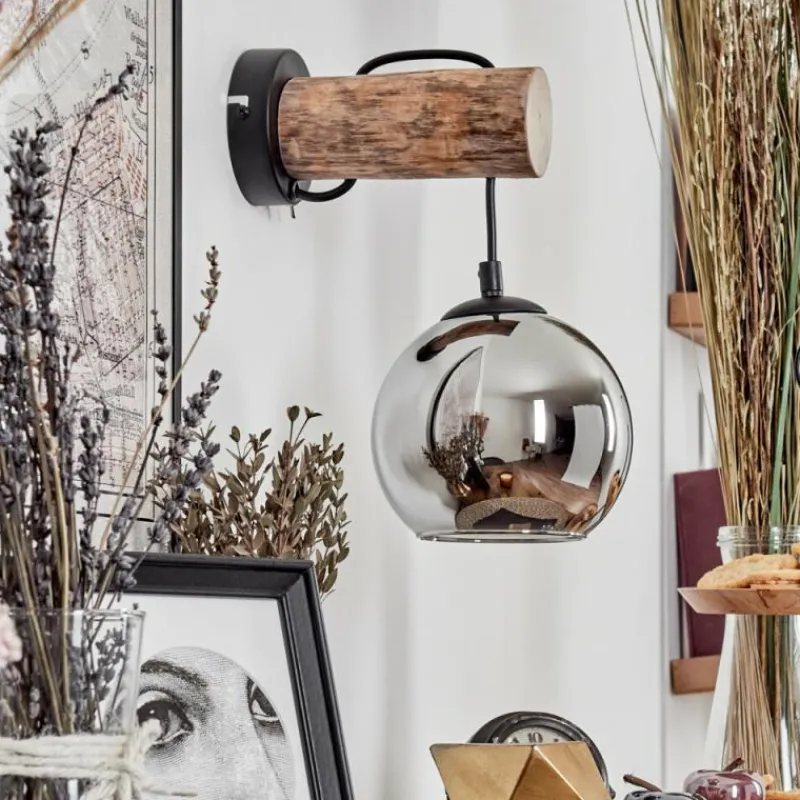 hofstein Applique murale - Verre 15 cm Koyoto Écru, Noir, 1 lumière