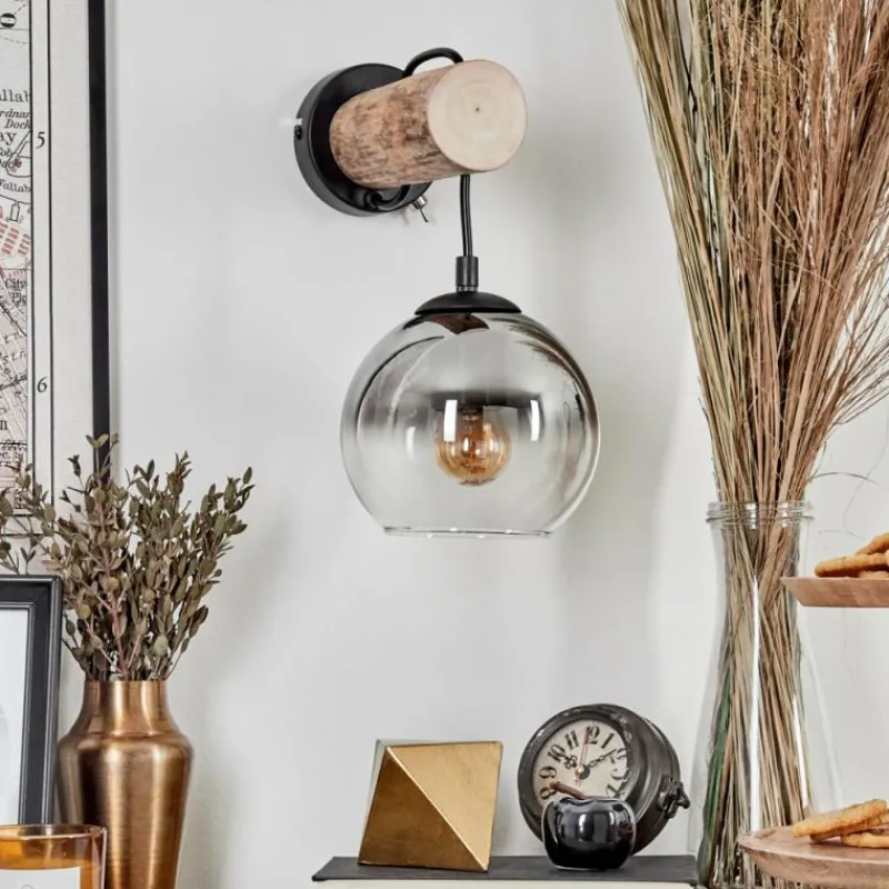 hofstein Applique murale - Verre 15 cm Koyoto Écru, Noir, 1 lumière