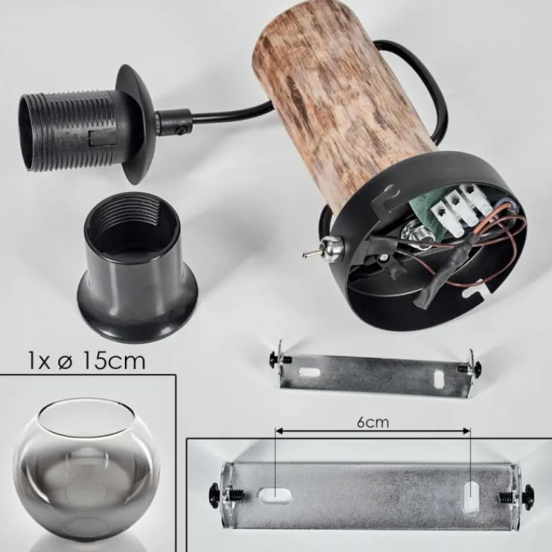 hofstein Applique murale - Verre 15 cm Koyoto Écru, Noir, 1 lumière