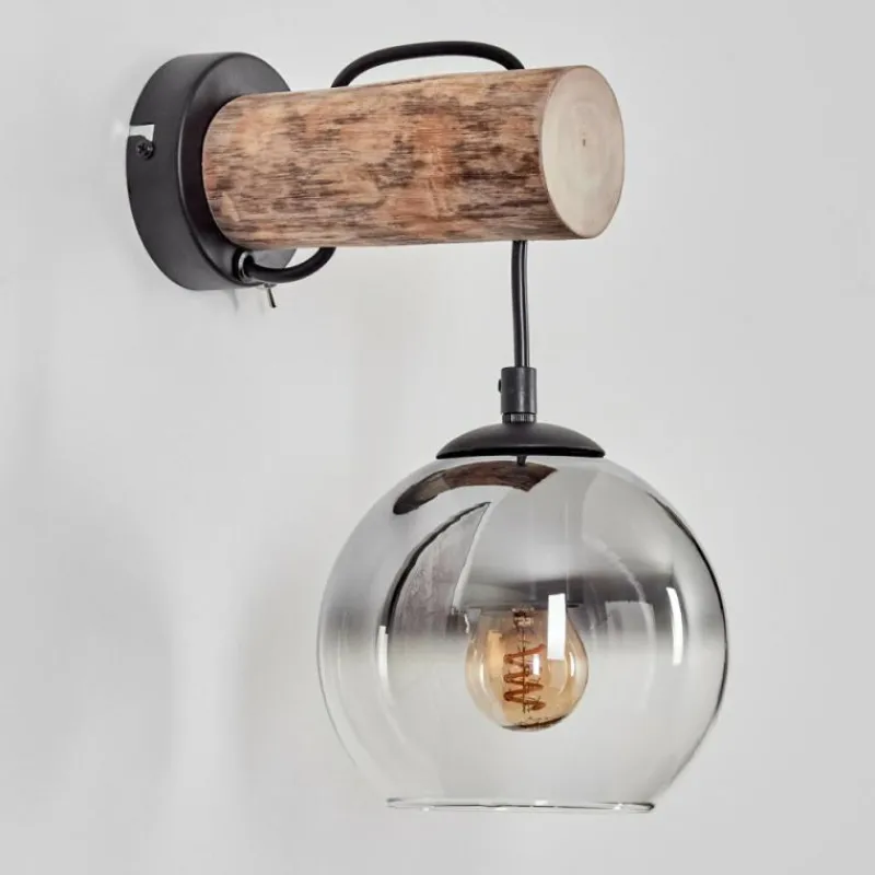 hofstein Applique murale - Verre 15 cm Koyoto Écru, Noir, 1 lumière