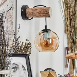 hofstein Applique murale - Verre 15 cm Koyoto Écru, Noir, 1 lumière