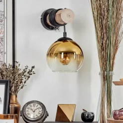 Lampes Dorées-hofstein Applique murale - Verre 15 cm Koyoto Écru, Noir, 1 lumière