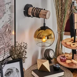 Lampes Dorées-hofstein Applique murale - Verre 15 cm Koyoto Écru, Noir, 1 lumière