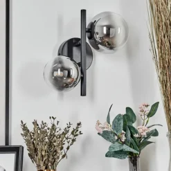 hofstein Applique murale - Verre 10 cm, 12 cm Chehalis Noir, 2 lumières