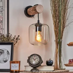 hofstein Applique murale - Verre 15 cm Lauden Écru, Noir, 1 lumière