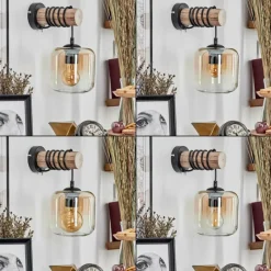 hofstein Applique murale - Verre 15 cm Lauden Écru, Noir, 1 lumière