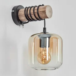 hofstein Applique murale - Verre 15 cm Lauden Écru, Noir, 1 lumière