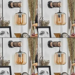 hofstein Applique murale - Verre 15 cm Lauden Écru, Noir, 1 lumière