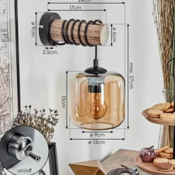 hofstein Applique murale - Verre 15 cm Lauden Écru, Noir, 1 lumière