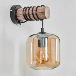 hofstein Applique murale - Verre 15 cm Lauden Écru, Noir, 1 lumière