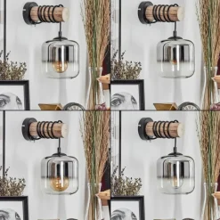 hofstein Applique murale - Verre 15 cm Lauden Écru, Noir, 1 lumière