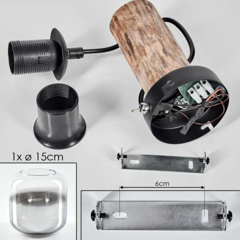 hofstein Applique murale - Verre 15 cm Lauden Écru, Noir, 1 lumière