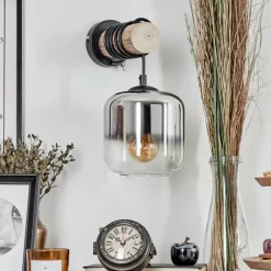 hofstein Applique murale - Verre 15 cm Lauden Écru, Noir, 1 lumière