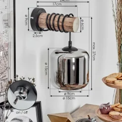 hofstein Applique murale - Verre 15 cm Lauden Écru, Noir, 1 lumière