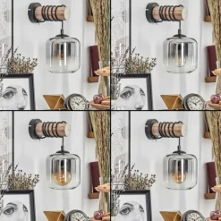 hofstein Applique murale - Verre 15 cm Lauden Écru, Noir, 1 lumière