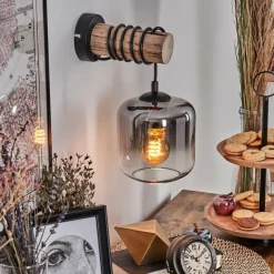 hofstein Applique murale - Verre 15 cm Lauden Écru, Noir, 1 lumière