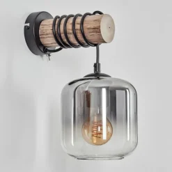 hofstein Applique murale - Verre 15 cm Lauden Écru, Noir, 1 lumière