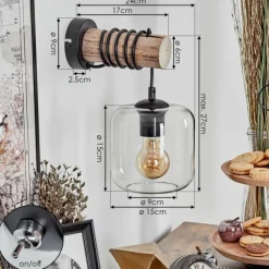 hofstein Applique murale - Verre 15 cm Lauden Écru, Noir, 1 lumière