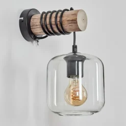 hofstein Applique murale - Verre 15 cm Lauden Écru, Noir, 1 lumière