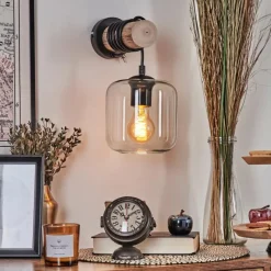 hofstein Applique murale - Verre 15 cm Lauden Écru, Noir, 1 lumière