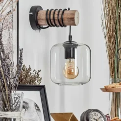 hofstein Applique murale - Verre 15 cm Lauden Écru, Noir, 1 lumière