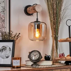 hofstein Applique murale - Verre 15 cm Lauden Écru, Noir, 1 lumière