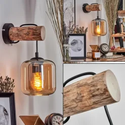 hofstein Applique murale - Verre 15 cm Lauden Écru, Noir, 1 lumière